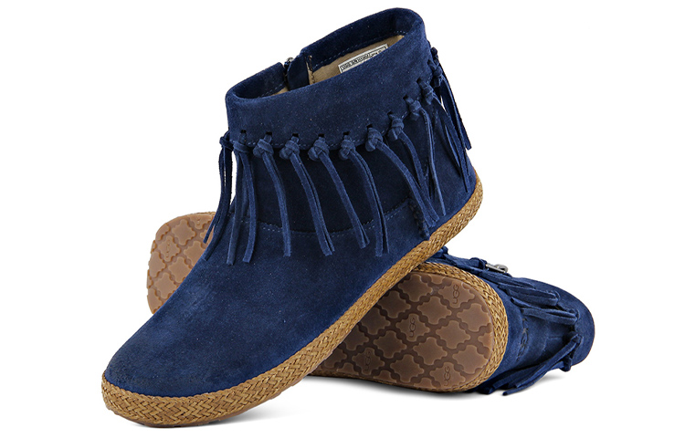(W) UGG Classic Short Zip Fringe 'Navy' 圖 4