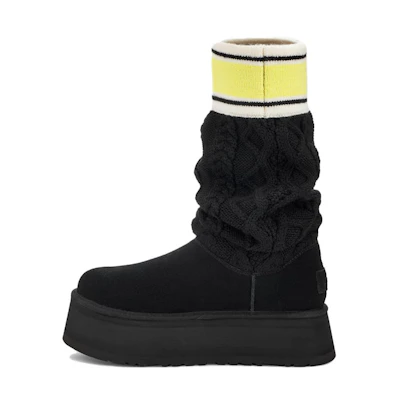 (W) UGG Classic Sweater Letter Boot 'Black'