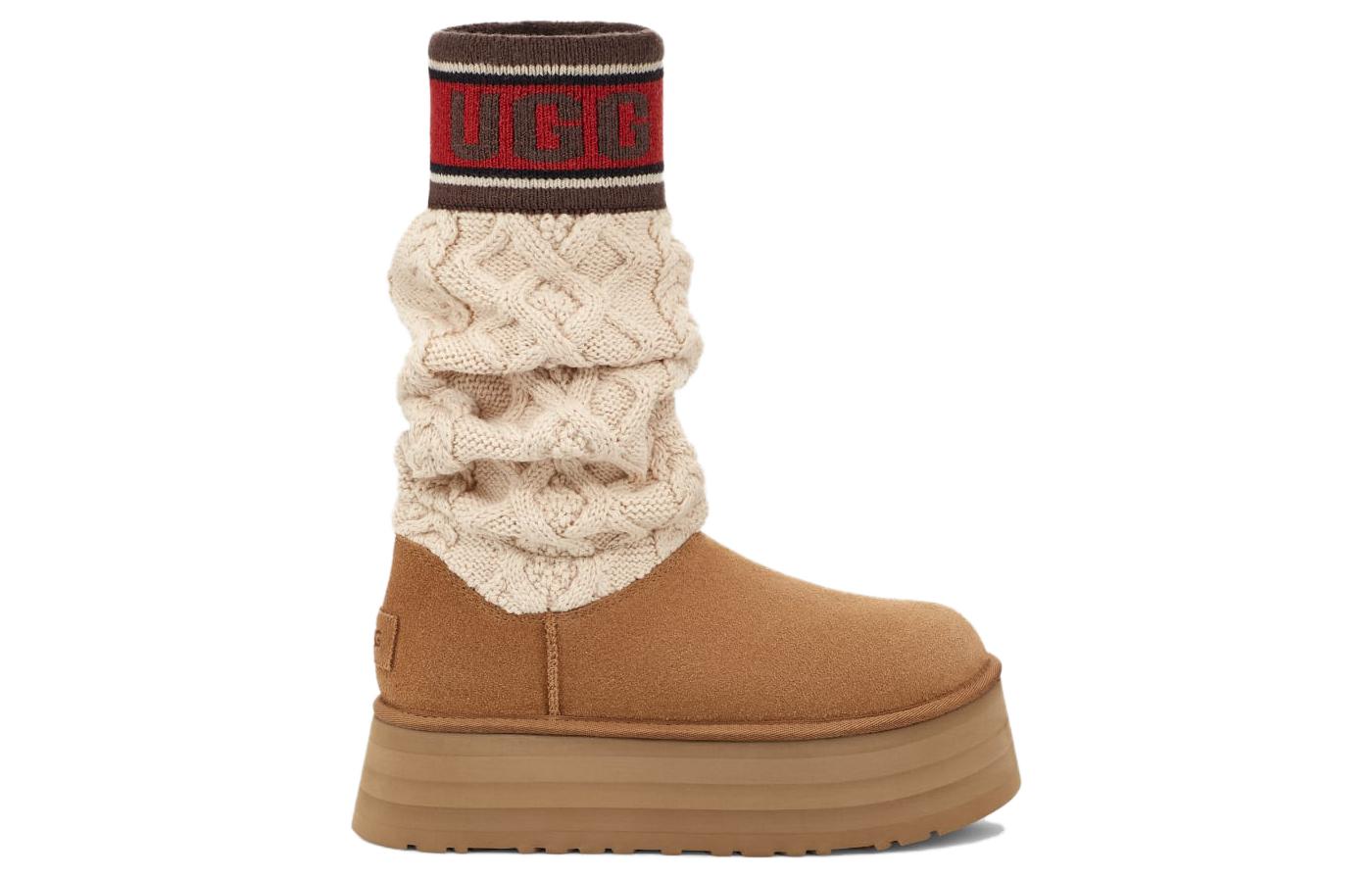 Order (W) UGG Classic Sweater Letter Boot Chestnut Sepatu Bot Coklat Kasual. 1144045-CHE