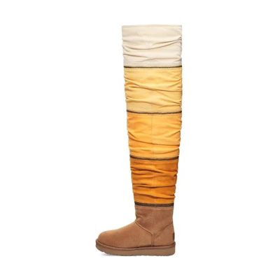 (W) UGG Classic Sweater Letter TA knitted suede high-leg boots 'Brown Tan'
