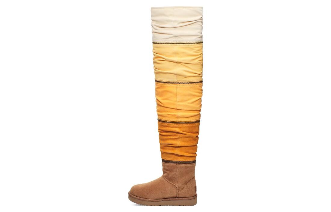 (Women) UGG Classic Sweater Letter TA knitted suede high-leg boots 'Brown Tan' 1131991-CHMU