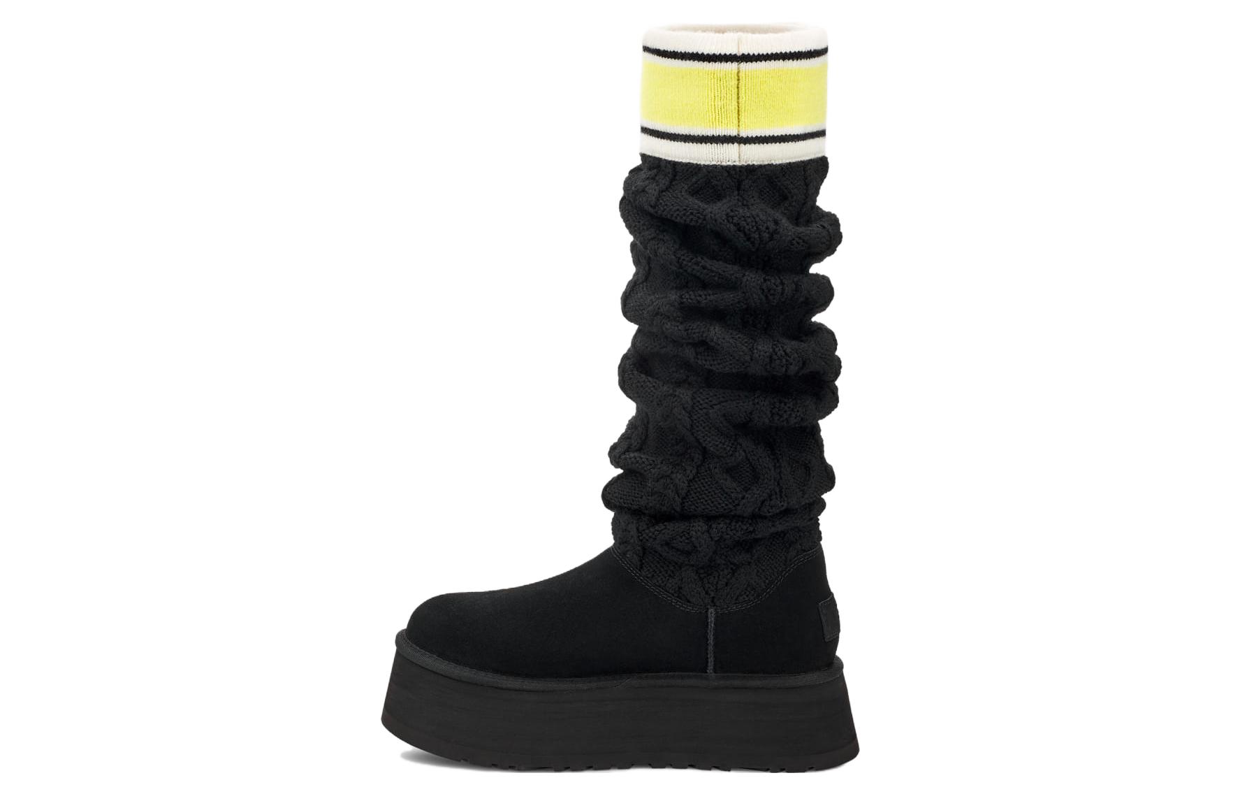 (Women) UGG Classic Sweater Letter Tall 2cm &#x27;Black&#x27; 1144044-BLK