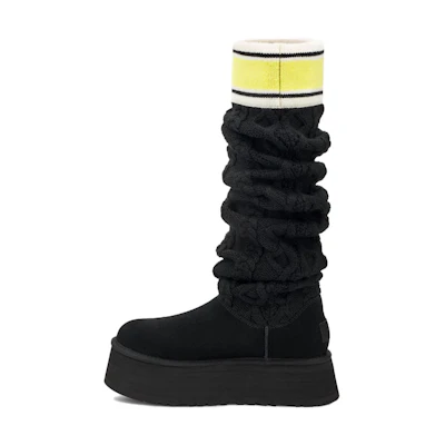 (W) UGG Classic Sweater Letter Tall 2cm 'Black'