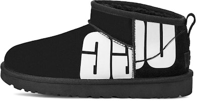 (Women) UGG Classic Ultra Mini Broken Logo 'Black White' 1126373-BLK (Women) UGG Classic Ultra Mini Broken Logo 'Black White' 1126373-BLK