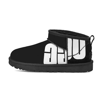 (W) UGG Classic Ultra Mini Broken Logo 'Black White'