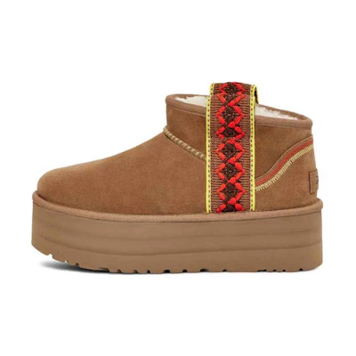 (W) UGG Classic Ultra Mini Braid Boot Chestnut