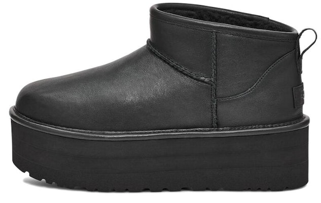 (W) UGG Botas Classic Ultra Mini Plataforma Negro Cuero 1141510-BLLE Buy (W) UGG Botas Classic Ultra Mini Plataforma Negro Cuero 1141510-BLLE