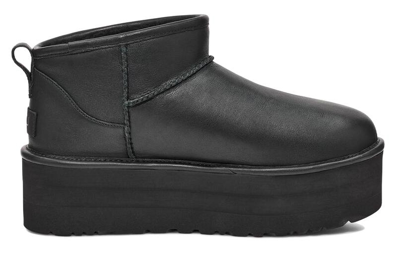 Order (W) UGG Botas Classic Ultra Mini Plataforma Negro Cuero 1141510-BLLE