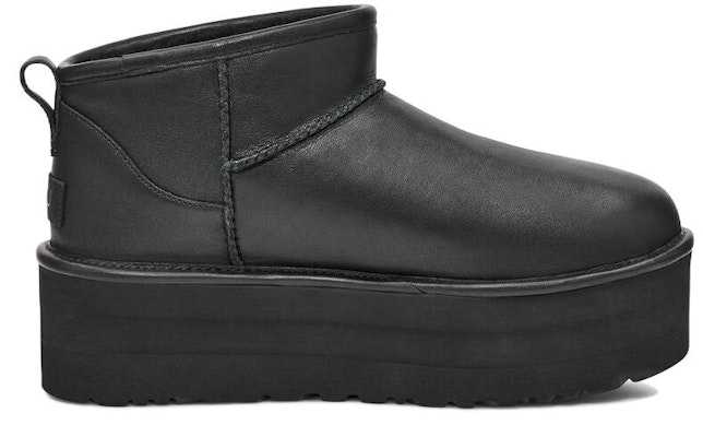 (女)UGG 經典超迷你厚底靴 黑色皮革 1141510-BLLE Order (女)UGG 經典超迷你厚底靴 黑色皮革 1141510-BLLE