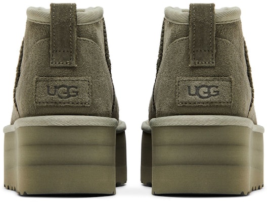 (W) UGG Classic Ultra Mini Platform Boot Moss Green - Kasut But Platform Hijau Lumut 1135092-MSG Details for (W) UGG Classic Ultra Mini Platform Boot Moss Green - Kasut But Platform Hijau Lumut 1135092-MSG