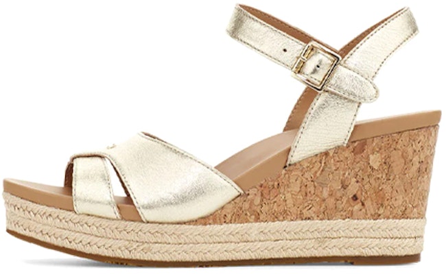 UGG Cloverdale 皮革 時尚萬用坡跟涼鞋 女款 金色 Buy UGG Cloverdale 皮革 時尚萬用坡跟涼鞋 女款 金色