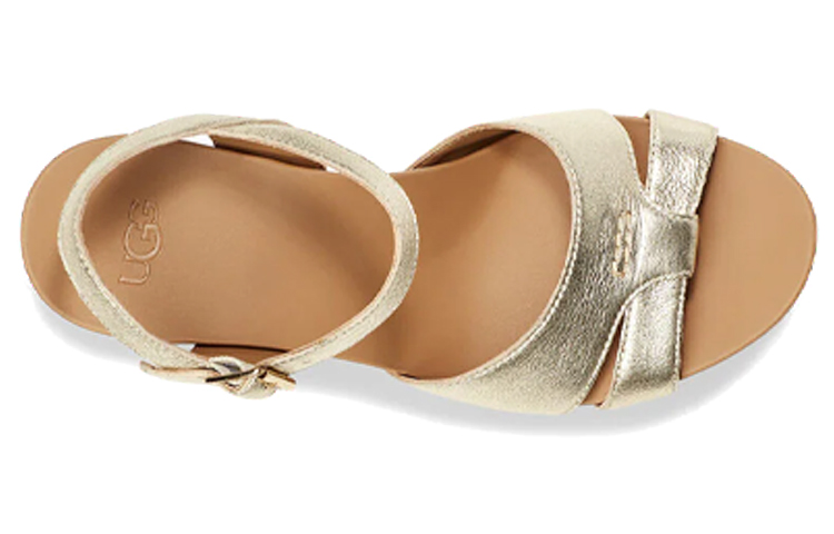 Shop (Women) UGG Cloverdale 'Metallic Gold Wedge Sandal' 1111069-GOLD