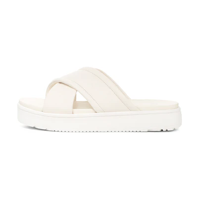 (W) UGG CMFT Casual Leather Cross Slippers 'White'