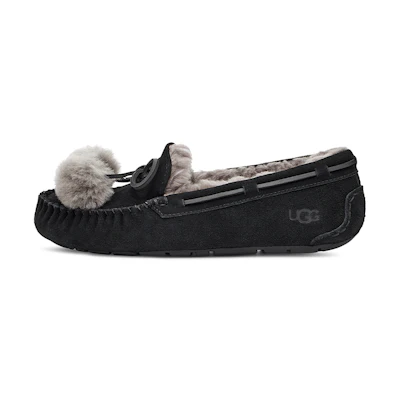 (W) UGG Dakota Bow Pom 'Black'