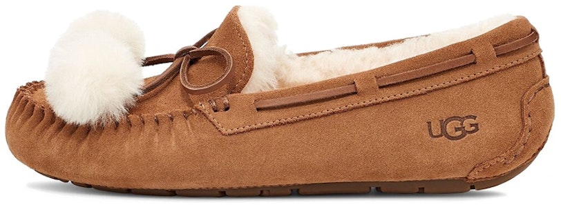 UGG DAKOTA 毛球款休閒懶人 絨面 平底鞋 女式 栗色 Buy UGG DAKOTA 毛球款休閒懶人 絨面 平底鞋 女式 栗色