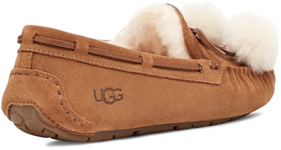 UGG DAKOTA 毛球款休閒懶人 絨面 平底鞋 女式 栗色 Purchase UGG DAKOTA 毛球款休閒懶人 絨面 平底鞋 女式 栗色