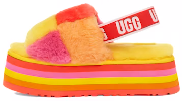 (Women) UGG Disco Checker Slide Thick Sole Sandals Yellow 1113490-PRYW (Women) UGG Disco Checker Slide Thick Sole Sandals Yellow 1113490-PRYW
