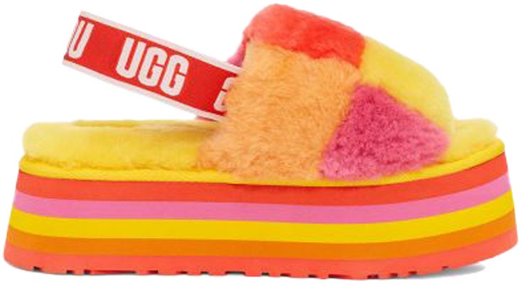 (W) UGGディスコチェッカー厚底スライドサンダル (イエロー) 1113490-PRYW Order (W) UGGディスコチェッカー厚底スライドサンダル (イエロー) 1113490-PRYW