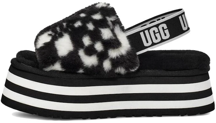 (Women) UGG Disco Slide 'Checkerboard Fluff' 1130877-BWHT Buy (Women) UGG Disco Slide 'Checkerboard Fluff' 1130877-BWHT