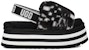 (W) UGG Disco Slide 'Checkerboard Fluff' Wanita Lelaki Kasual Terbaik 1130877-BWHT