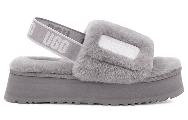 Order (W) UGG Disco Slide Ringan Selesa Tapak Tebal Kelabu Ungu Warna Blok 1112258-SAMT