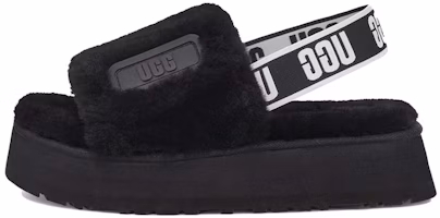 (Women) UGG Disco Slide Thick Sole Black Slippers 1112258-BLK (Women) UGG Disco Slide Thick Sole Black Slippers 1112258-BLK