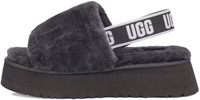 (Women) UGG Disco Slide Thick Sole Gray Slippers 1112258-DGRY (Women) UGG Disco Slide Thick Sole Gray Slippers 1112258-DGRY
