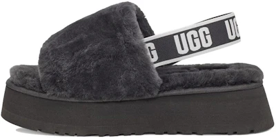 (Women) UGG Disco Slide Thick Sole Gray Slippers 1112258-DGRY (Women) UGG Disco Slide Thick Sole Gray Slippers 1112258-DGRY