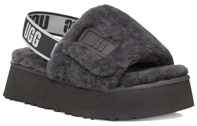 Lookbook (Women) UGG Disco Slide Thick Sole Gray Slippers 1112258-DGRY