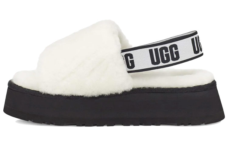 (Women) UGG Disco Slide Thick Sole White Slippers 1112258-WHT
