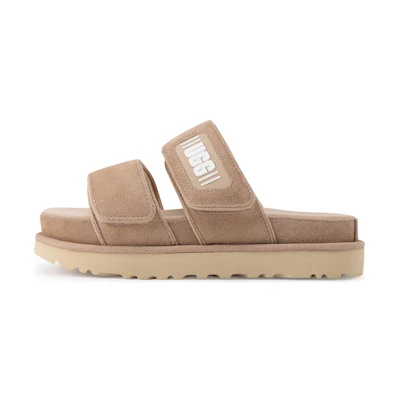 (W) UGG Double-Deck Cowhide CMFT Thick Sole Fashion Slide 'Light Tan'