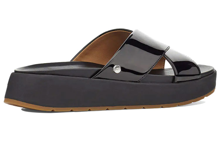 Shop (W) UGG Emily Chaussons Cuir Verni Noir 1107896-BLK