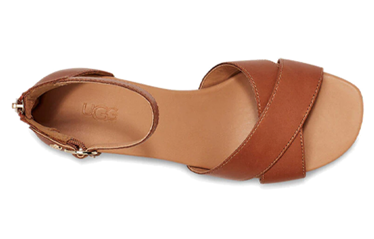 Shop UGG Eugenia 時尚簡約坡跟涼鞋 女款 栗棕色
