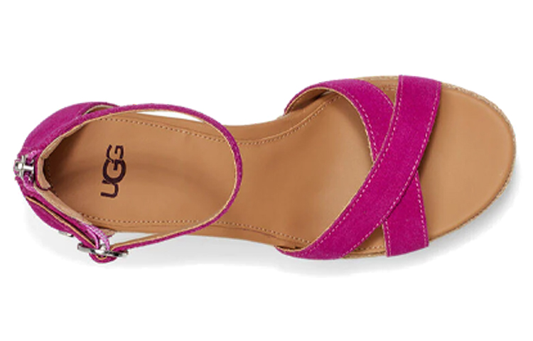 Shop UGG Ezrah 楔形 時尚休閒露趾坡跟涼鞋 女款 玫紅