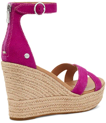 UGG Ezrah 楔形 時尚休閒露趾坡跟涼鞋 女款 玫紅 Purchase UGG Ezrah 楔形 時尚休閒露趾坡跟涼鞋 女款 玫紅