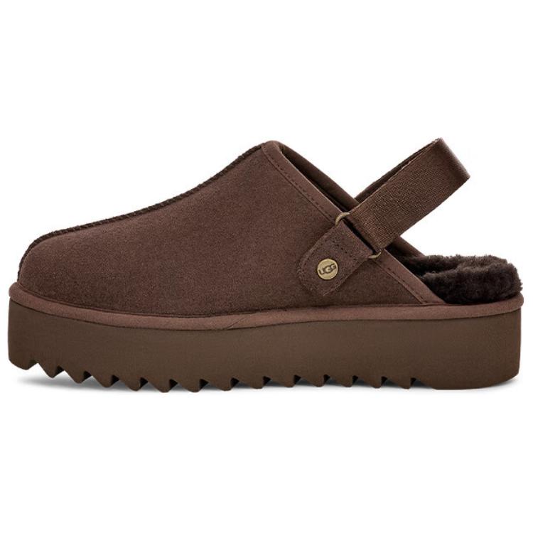 (Women) UGG Fashionable Fleece-Lined Mule Slippers Chocolate Brown 1166734-CHO