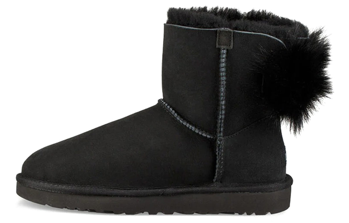 (Women) UGG Fluff Bow Mini Fleece Lined Black 1094967-BLK