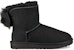 (W) UGG Fluff Bow Mini Berbulu Lembut Lined Hitam 1094967-BLK