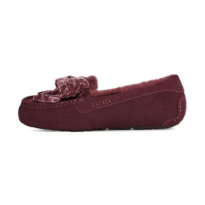 (W) UGG Leisure Fluff Bow Mini Loafers 'Tan Velvet Black'