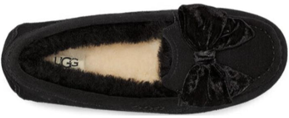 (Women) UGG Leisure Fluff Bow Mini Loafers 'Tan Velvet Black' 1138650 6