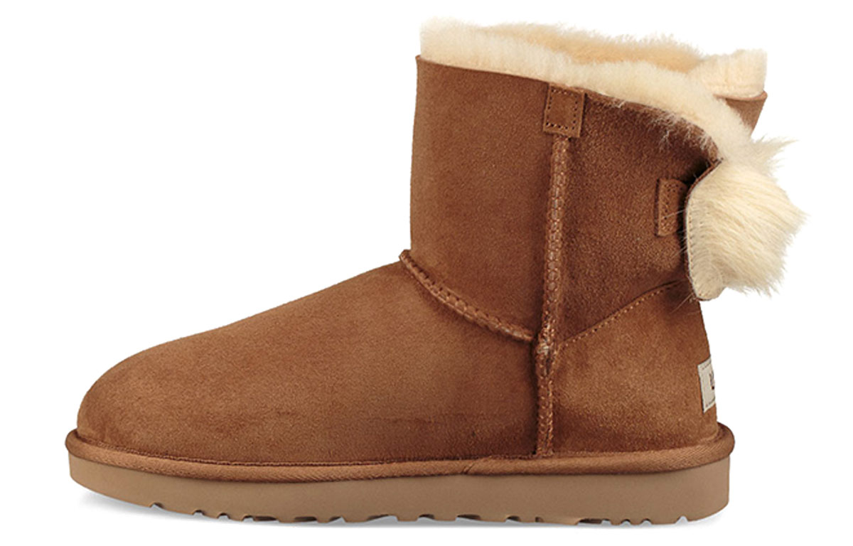 (Women) UGG Fluff Bow Mini Fleece Lined Brown 1094967-CHE