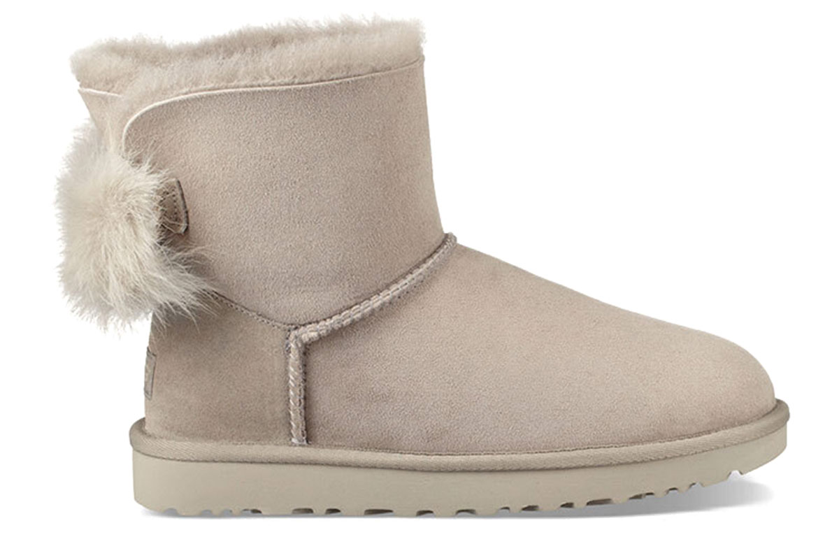 Order (W) UGG Fluff Bow Mini Fleece Bergaris kelabu cair 1094967-WILL