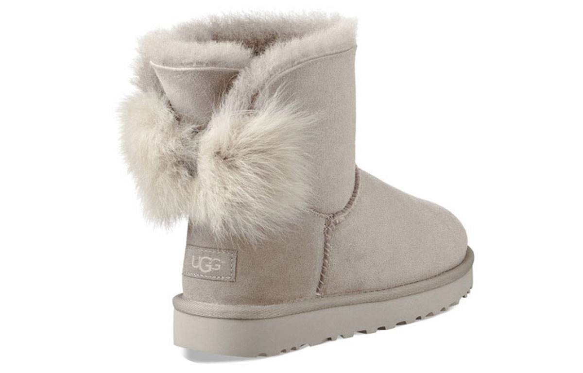 Shop (W) UGG Fluff Bow Mini Fleece Bergaris kelabu cair 1094967-WILL