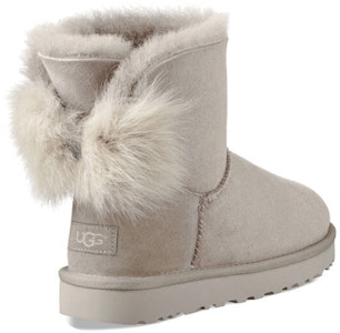 (W) UGG Fluff Bow Mini Fleece Bergaris kelabu cair 1094967-WILL Shop (W) UGG Fluff Bow Mini Fleece Bergaris kelabu cair 1094967-WILL