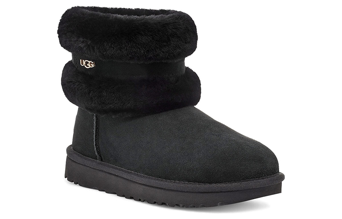 Lookbook (W) UGG Fluff Mini Belted Kasut But Salji Hitam 1112483-BLK