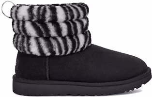 Order (W) UGG 绒毛迷你绗缝豹纹斑马纹短靴 1112439-BWHT