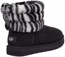 Shop (W) UGG 绒毛迷你绗缝豹纹斑马纹短靴 1112439-BWHT