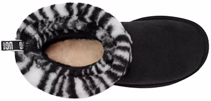 Purchase (W) UGG 绒毛迷你绗缝豹纹斑马纹短靴 1112439-BWHT