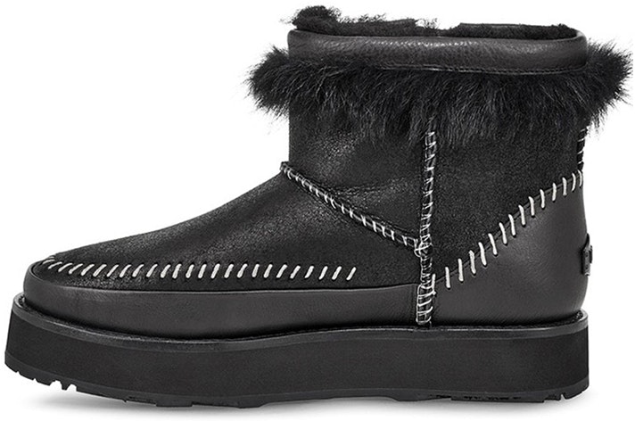Women UGG Fluff Punk Boot Black Zip Up 1102950 BLK 1102950