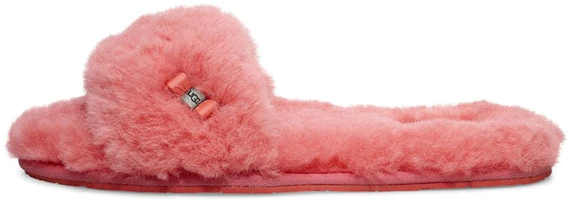(Women) UGG Fluff Slide 'Metallic Bow Coral Red' 1005565-VCRL (Women) UGG Fluff Slide 'Metallic Bow Coral Red' 1005565-VCRL